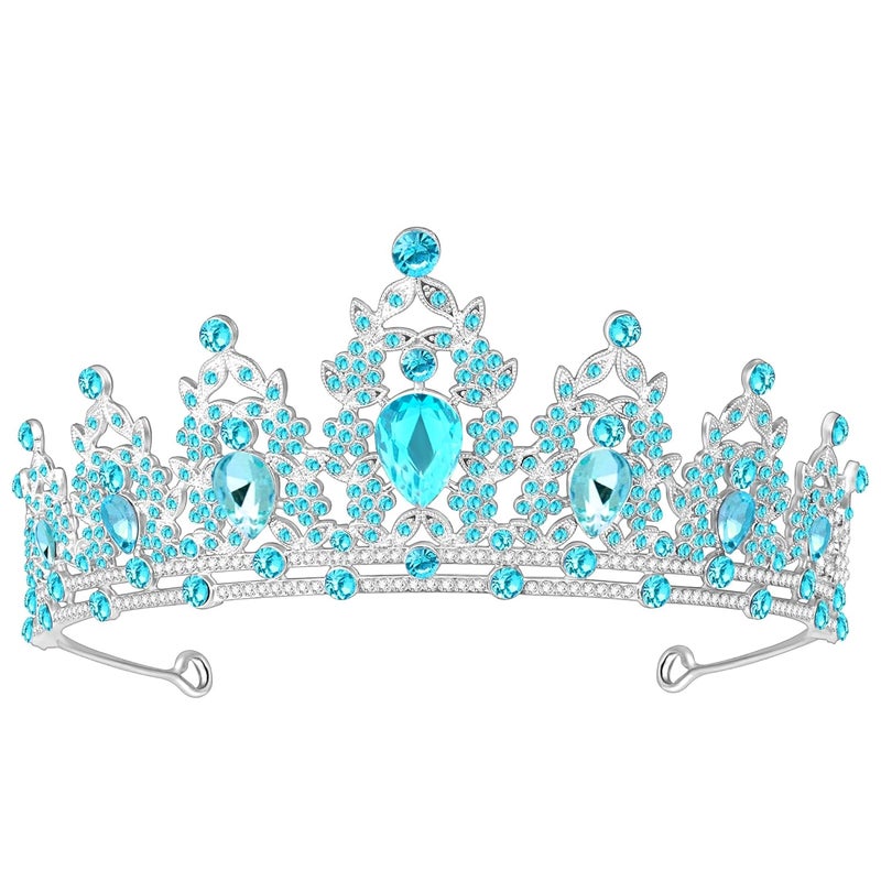 Queenship Tiara Crown for Women, Queen Tiara for Birthday Prom Bridal Party Custome Blue - Image 1